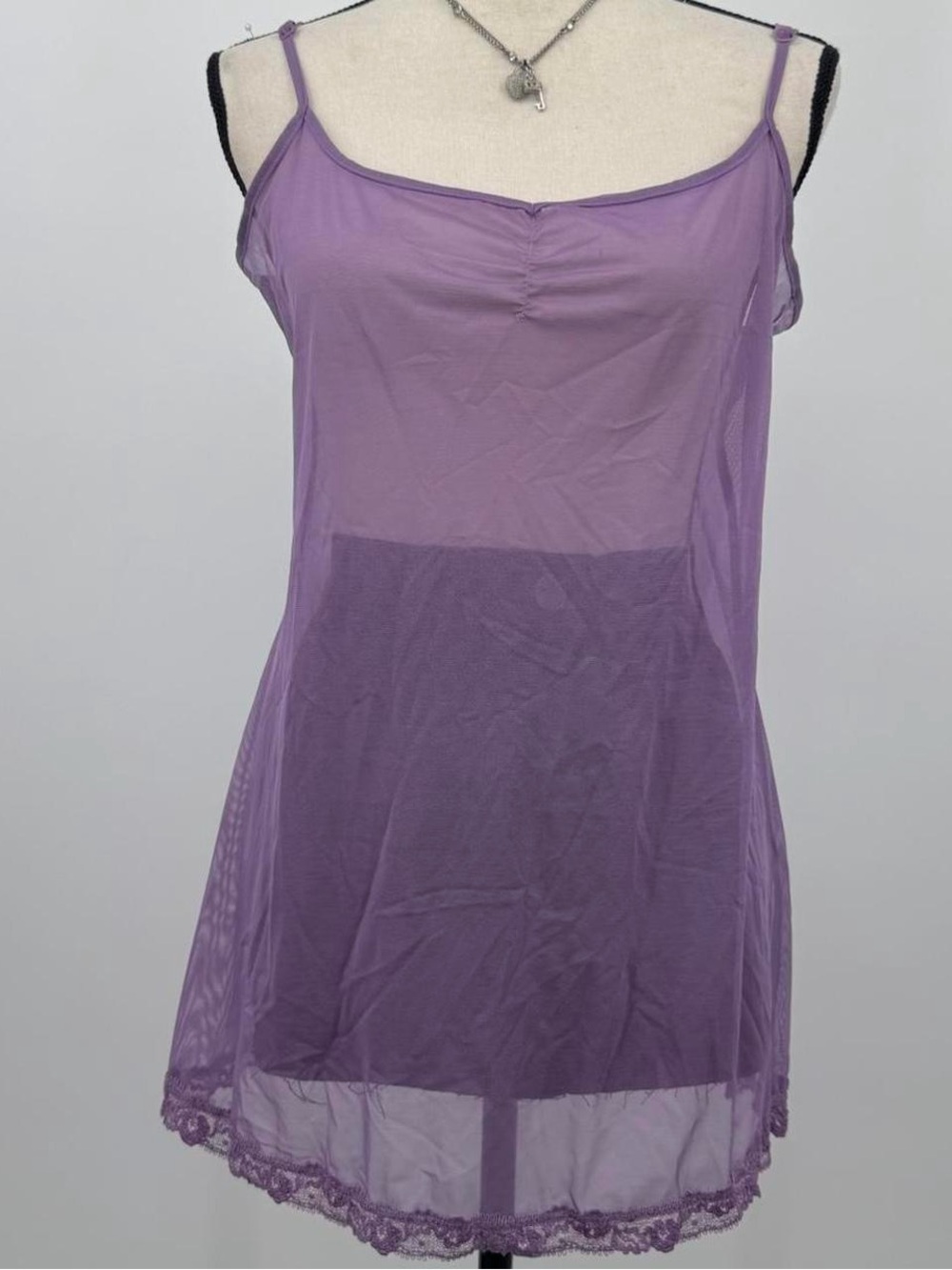 Y2K Victoria’s Secret purple sheer mesh chemise slip dress M